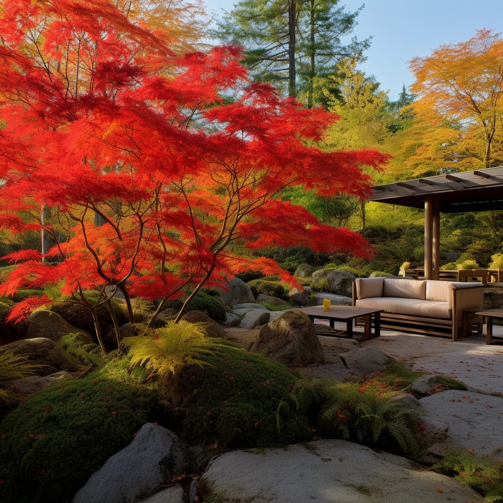 Jardin zen erable rouge