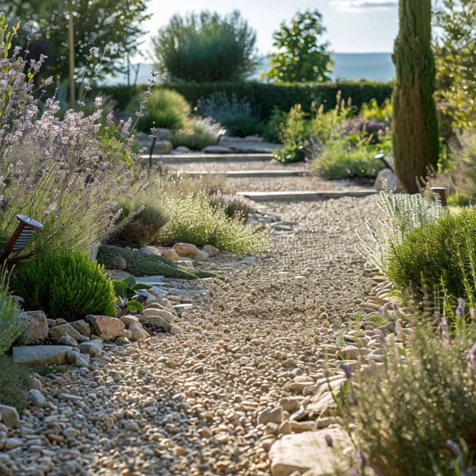 Jardin minéral avec gravier  La Hulpe