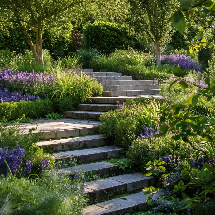 Jardin à l’anglaise escalier