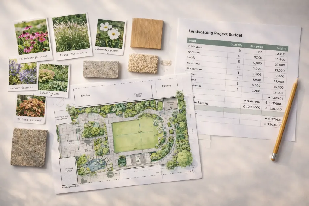 Paysagiste: plan 2D jardin & Cahier d'ambiances · Visite sur site